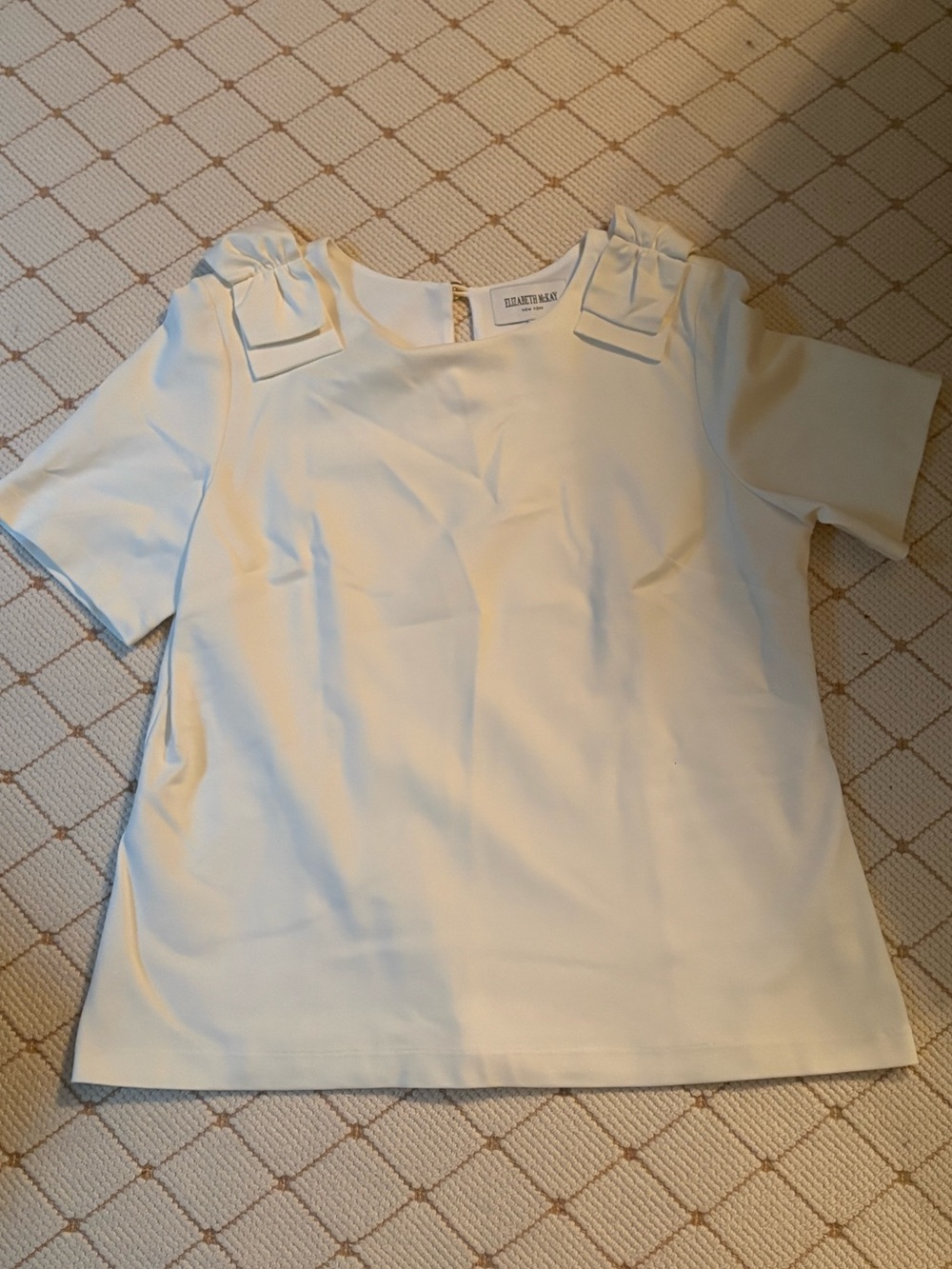 Elizabeth McKay Cream Bow Shoulder Short Sleeve Top